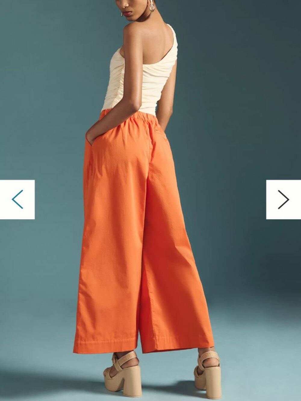 Maeve Orange Cropped Wide-Leg Cotton Trousers - Picture 3 of 3